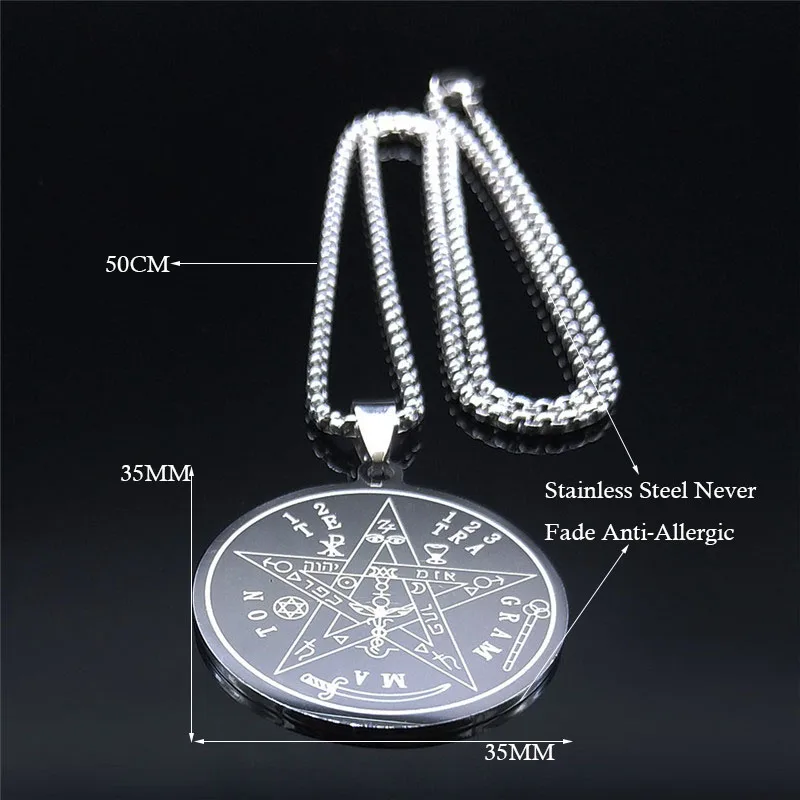 Tetragrammaton ชาวยิวฮีบรูสร้อยคอผู้หญิงผู้ชายสแตนเลส Star Pentagram Talisman CHAIN ของขวัญเครื่องประดับ collier N4511S02