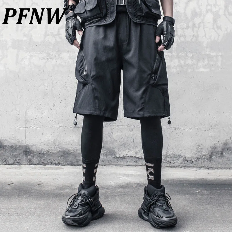 

PFNW Functional Style New Men's Shorts Loose Irregular Three-dimensional Pocket Bootom Straight Wide Leg Male Trousers 12C419