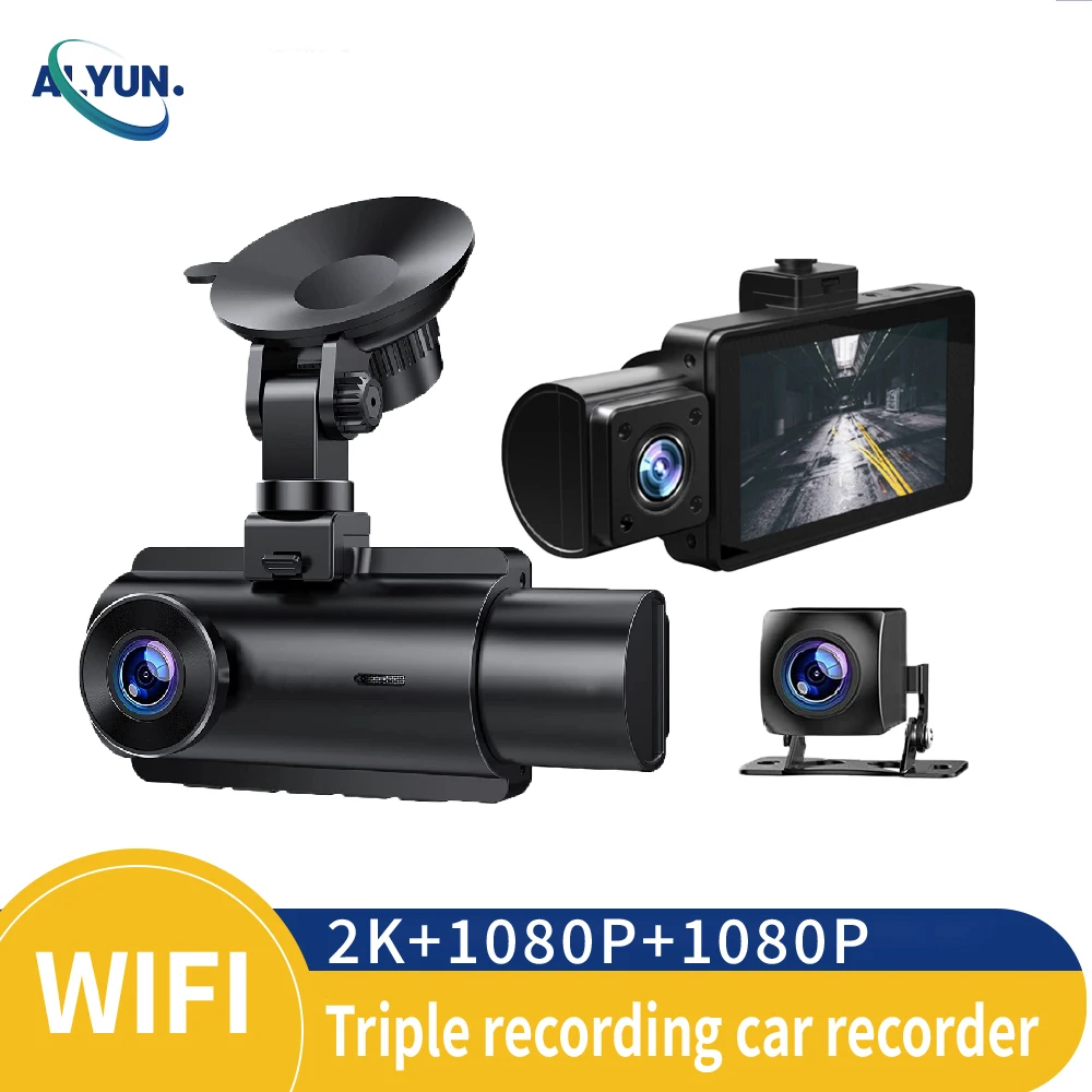 3Inch IPS WiFi HD 2K Car DVR Triple lens Dashcam Car Camera super Night Vision Loop Recording Vehicle Accessories