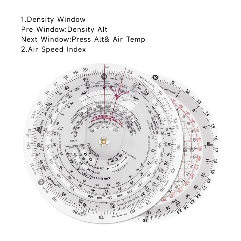 Top!-Diameter Circular Flight Computer, Flight Computer Calculator Standard Flight Training Student Use IFR VFR