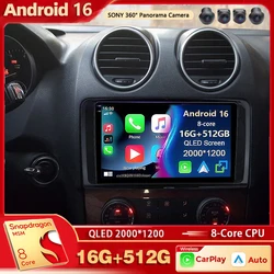 Android 16 For Benz GL ML W164 ML350 ML500 X164 2005-2012 2K QLED Android Car Radio Multimedia Video Player GPS Stereo CarPlay