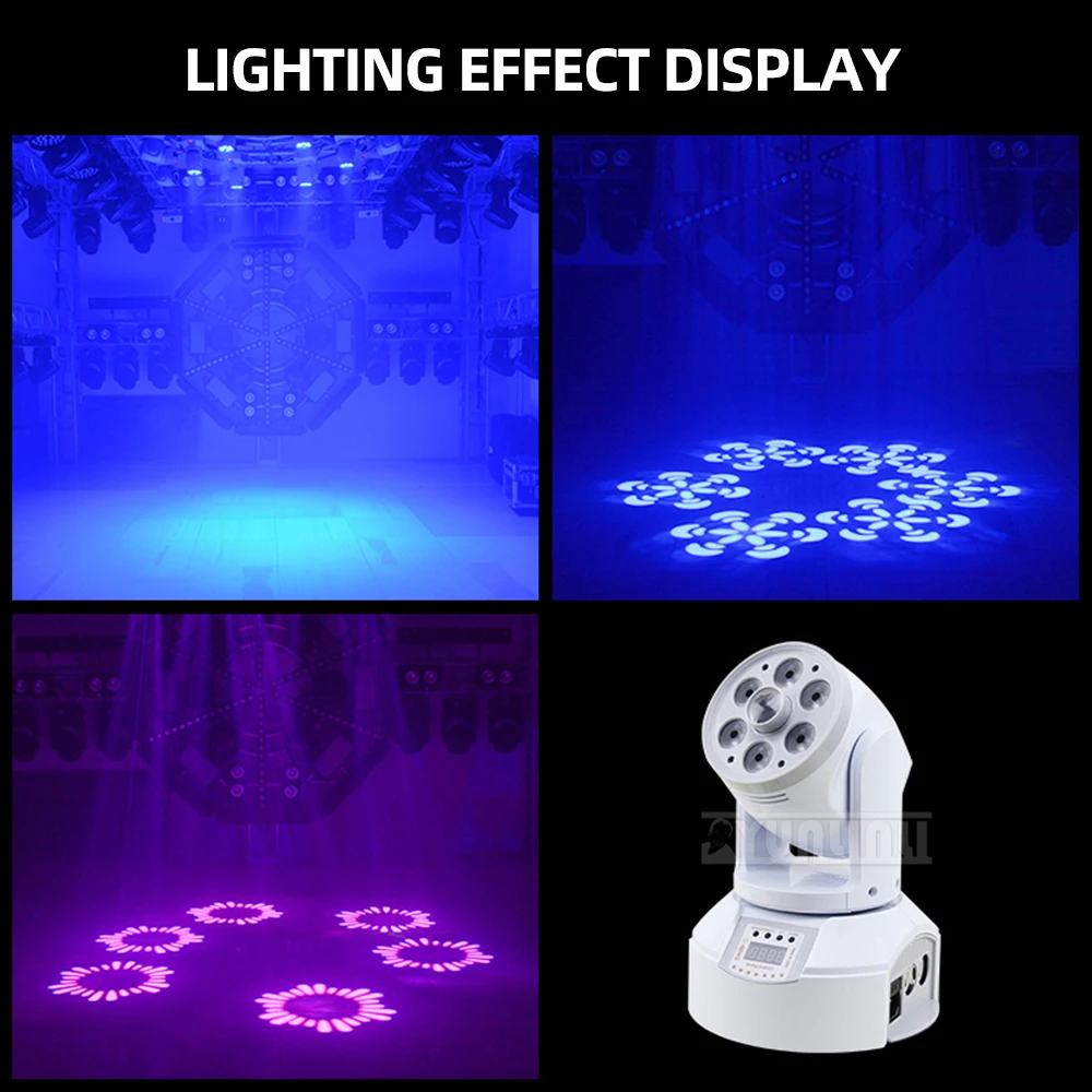 White Mini Wash Moving Head Light 8W RGBW 4in1 LED Moving Head Party Lights DMX DJ Disco Music Dance Stage Lighting Kit