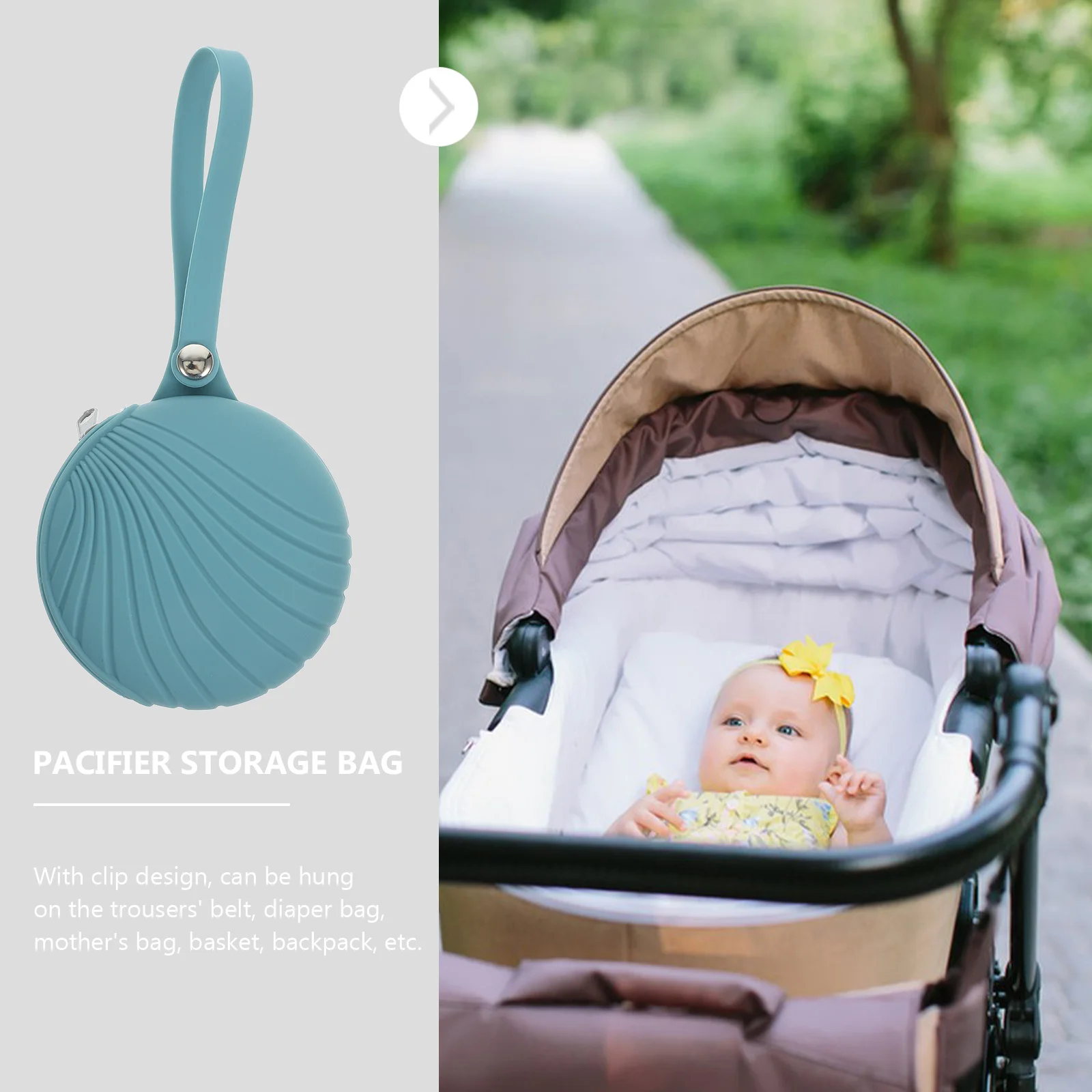 

Soft Durable Silicone Pacifier Storage Bag Pacifier Holder Travel Case Portable Clip for Diaper Bag Stroller Purse Charm,