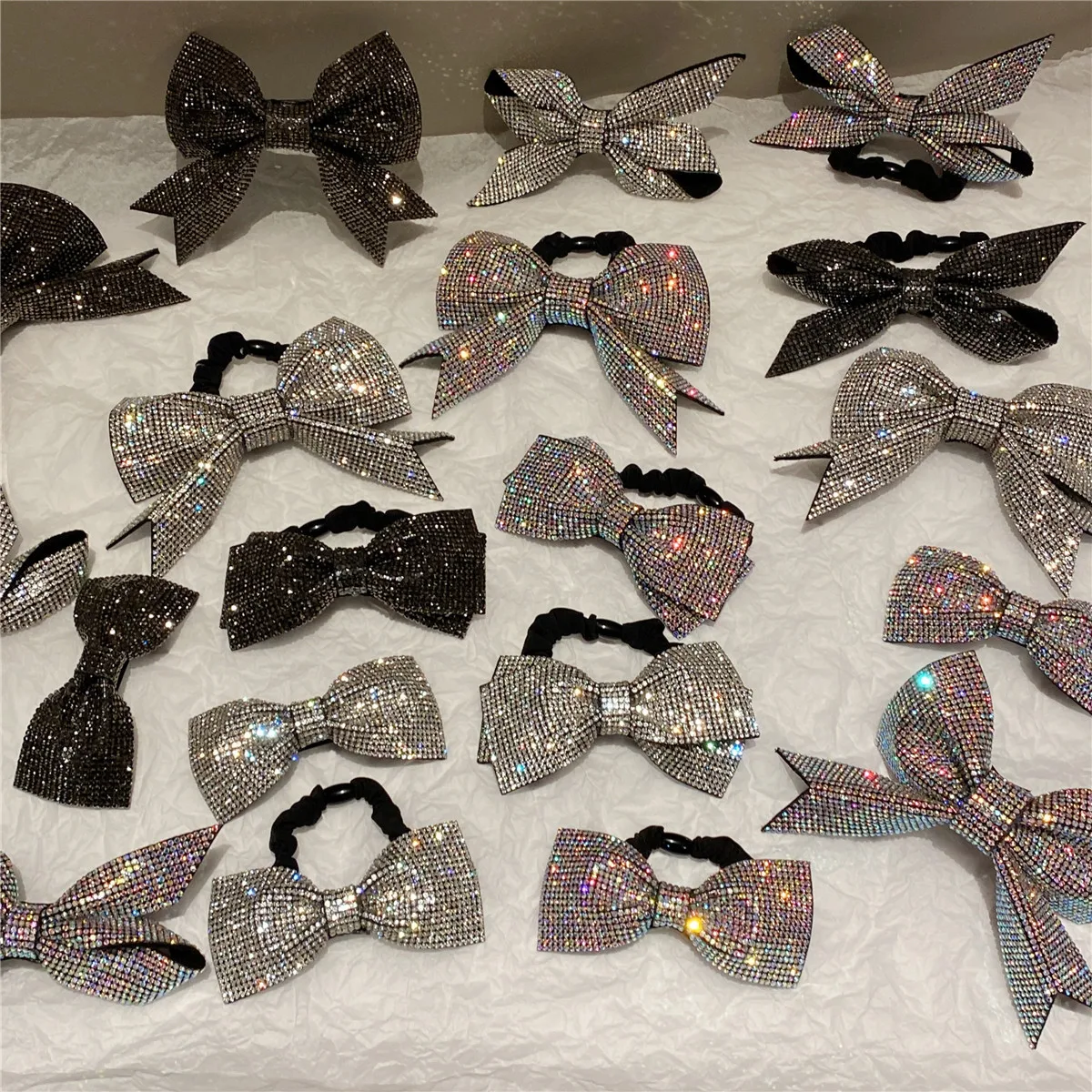 Сверкающий ромбовидный бант, кольцо для волос, бабочка, толстая кишка, резинка для волос, хвост, эластичная резинка, веревка для волос, аксессуары для волос