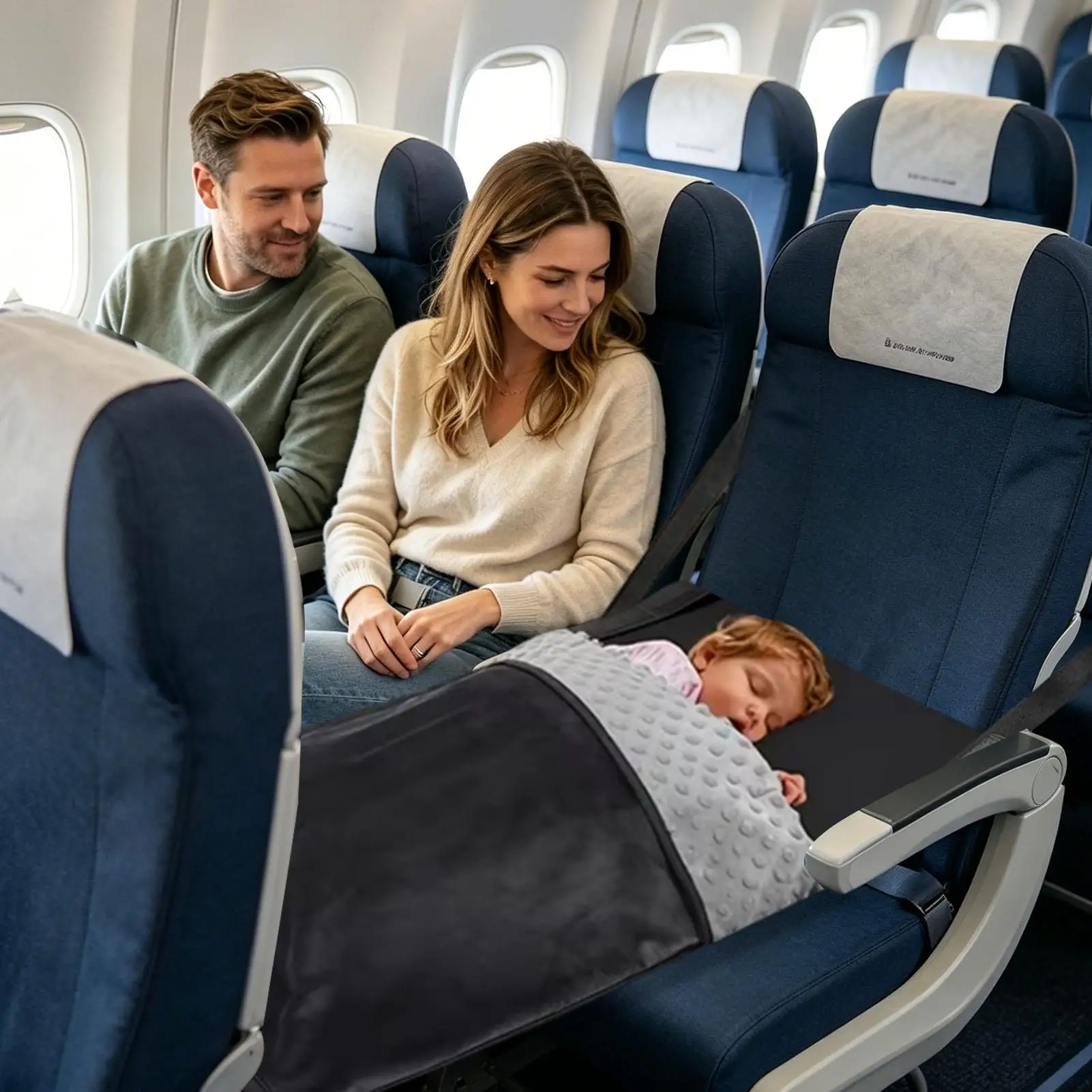 Airplane Seat Extender For Kids Foldable Portable Soft Hammock Airplane Travel Bed With Blanket For Travel Vacation Long Trip