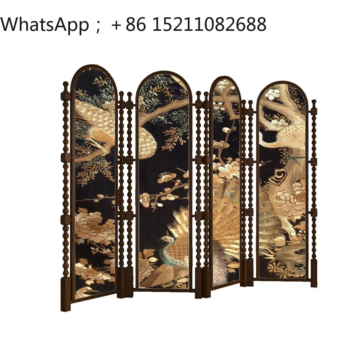 SCY medieval style solid wood screen partition home high-end hotel restaurant mobile folding entrance