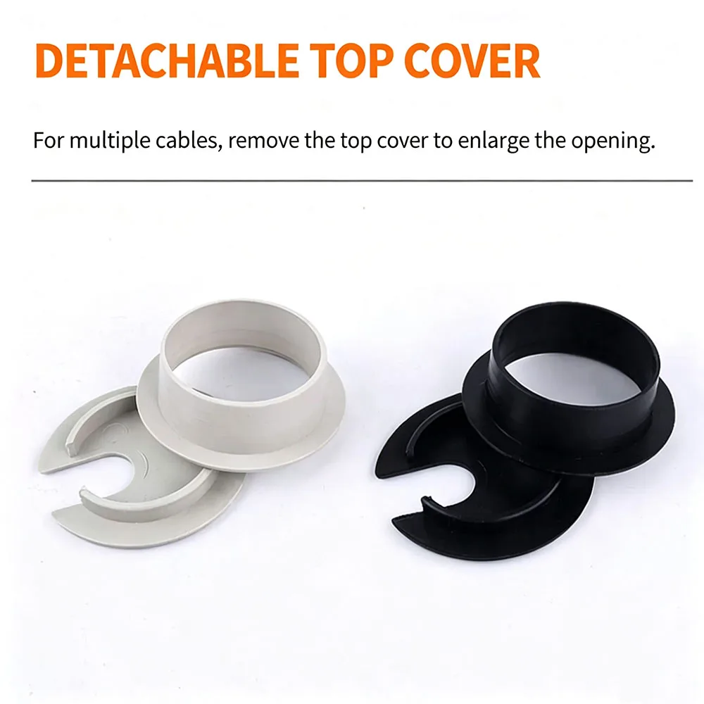 1-10Pc 35mm Round Hole Black gGray Dual Color Plastic Cable Box Furniture Computer Desk Cable Hole Desktop Wiring Decoration Rin