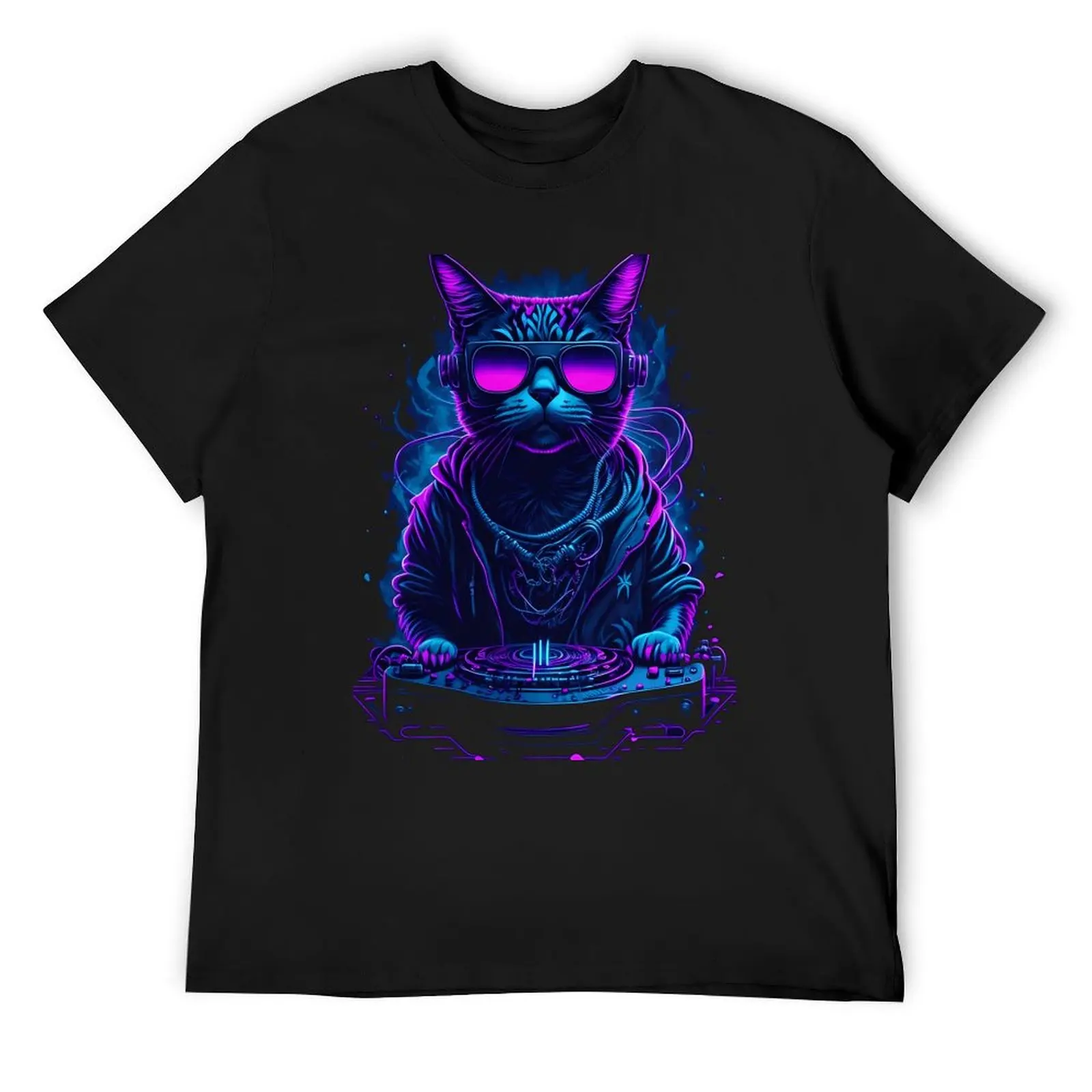 ILLUMINATING CAT DJ T-Shirt shirts graphic tees anime outfits for men