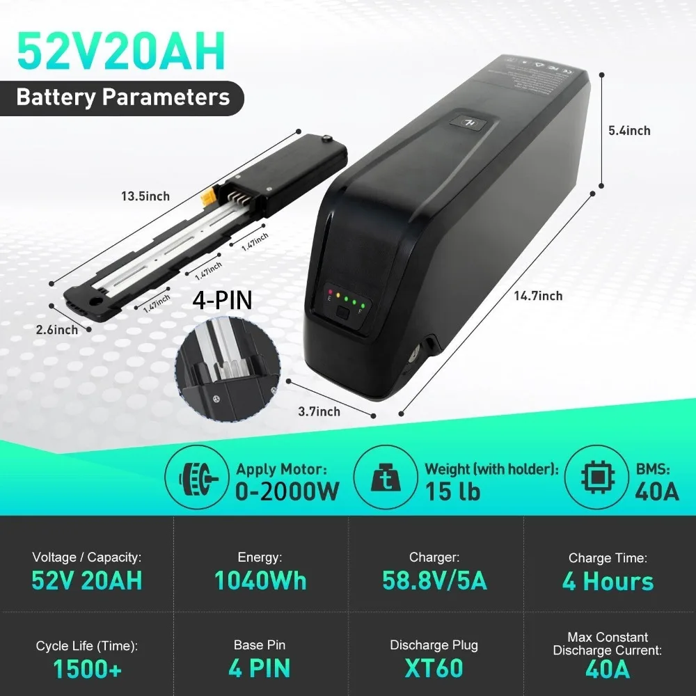52V Hailong Battery 4-Pins / 5-Pins 48V 36V 10Ah 15Ah 20Ah for Bafang BBS02 BBS03 BBSHD Motor Hailong Battery 36V Hailong 1 48V