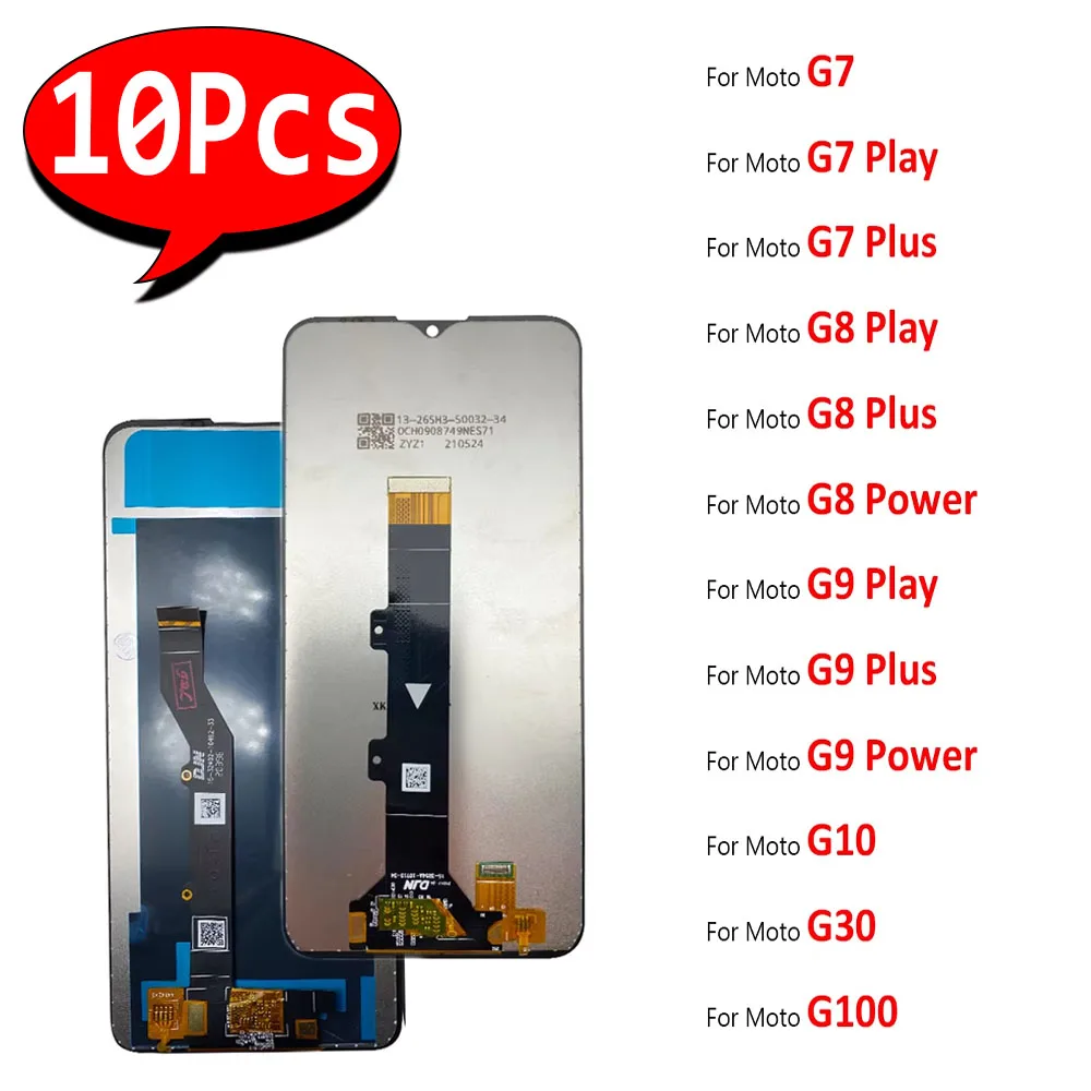 

10 шт., протестированный ЖК-дисплей в сборе, дигитайзер сенсорного экрана для Motorola Moto G10 G30 G100 G7 G8 Power Lite Play G9 Plus без рамки