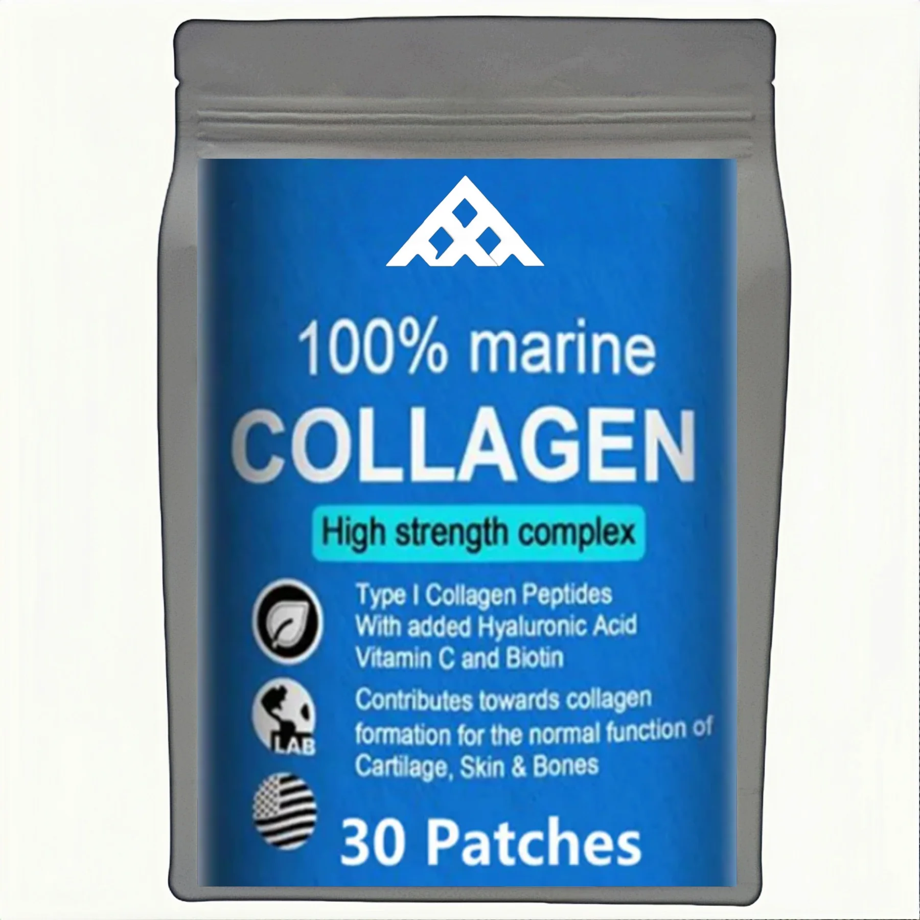 Marine Collagen Patch with Hyaluronic Acid, Vitamin C & Biotin – High - Strength Skin, Cartilage & Bone Support for Men & Women