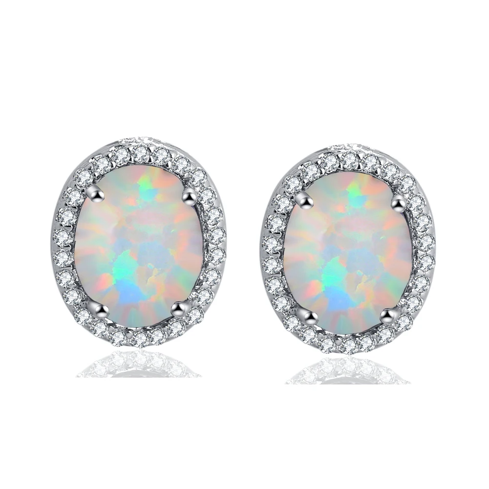 JLE-1288 New Arrival Fashion Jewelry Oval Blue Opal Post Earrings for Women for Christmas Gift