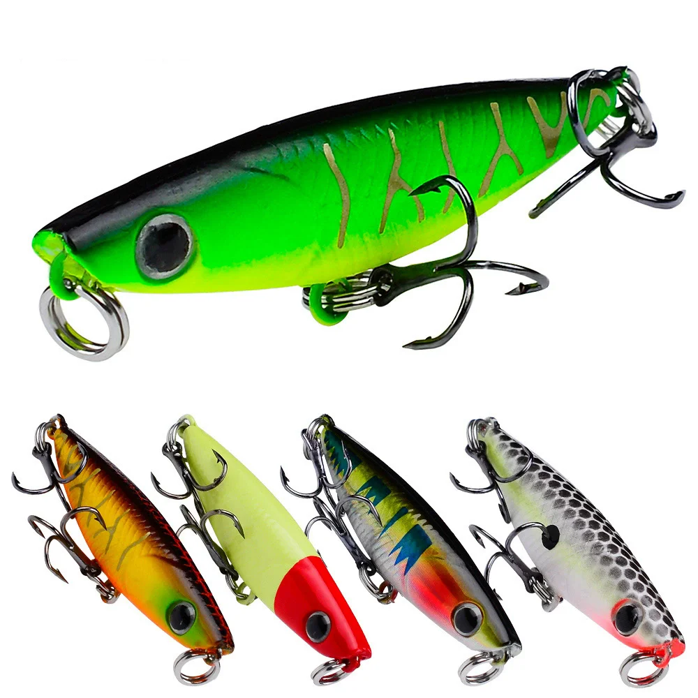 

PROBEROS 1pcs Fishing Lure 2g 4.7cm Hard ABS Plastic Popper Lure 5 Color Crankbait Minnow Fishing Bait 12# Treble hook dw593