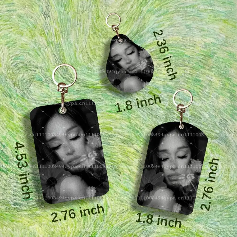 A-Ariana Grande Petal Keychain Card Holder Leather Keeps ID Cash Keys Cards Ready for Work, School, Travel Daily Errands