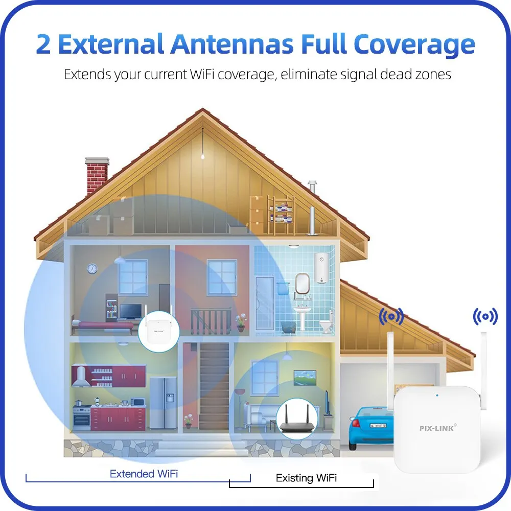 PIX-LINK WR35 Wifi Repeater 300M Wifi Wireless Internet Range Extender Signal Booster for Home With AP Mode