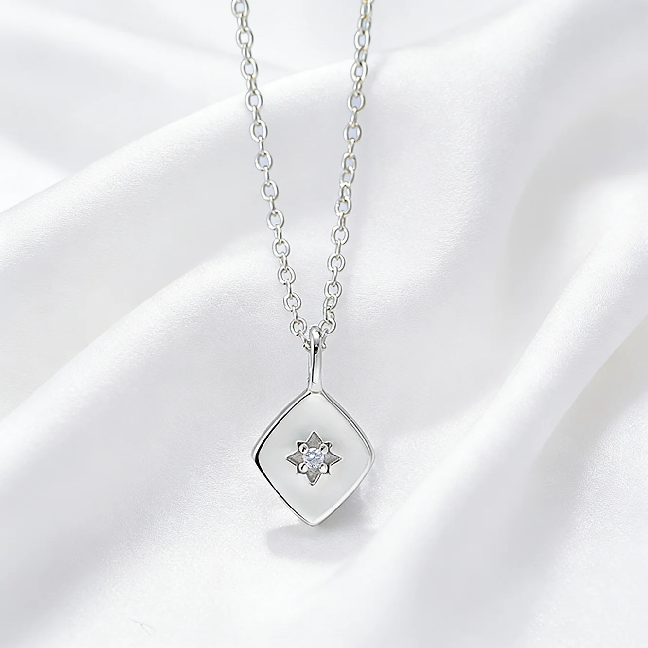 

FULSUN Cubic Zirconia Star Rhombus Pendant Necklace 925 Sterling Silver Rhodium Plated Women's Celestial Jewelry