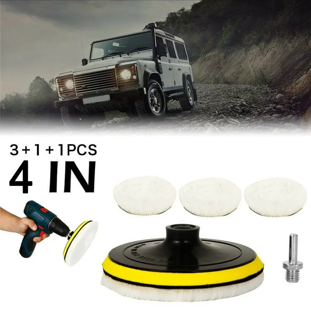 Imagem -02 - Almofadas de Polimento de lã com Gancho & Loop Kit Roda de Polimento do Carro para Carro Móveis Vidro Cerâmica Polidor Broca Acessórios Peças