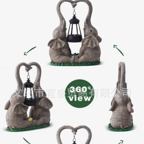 Elephant Couple Resin Figurines- Romantic Garden & Home Decor, Fairytale Outdoor Ornament