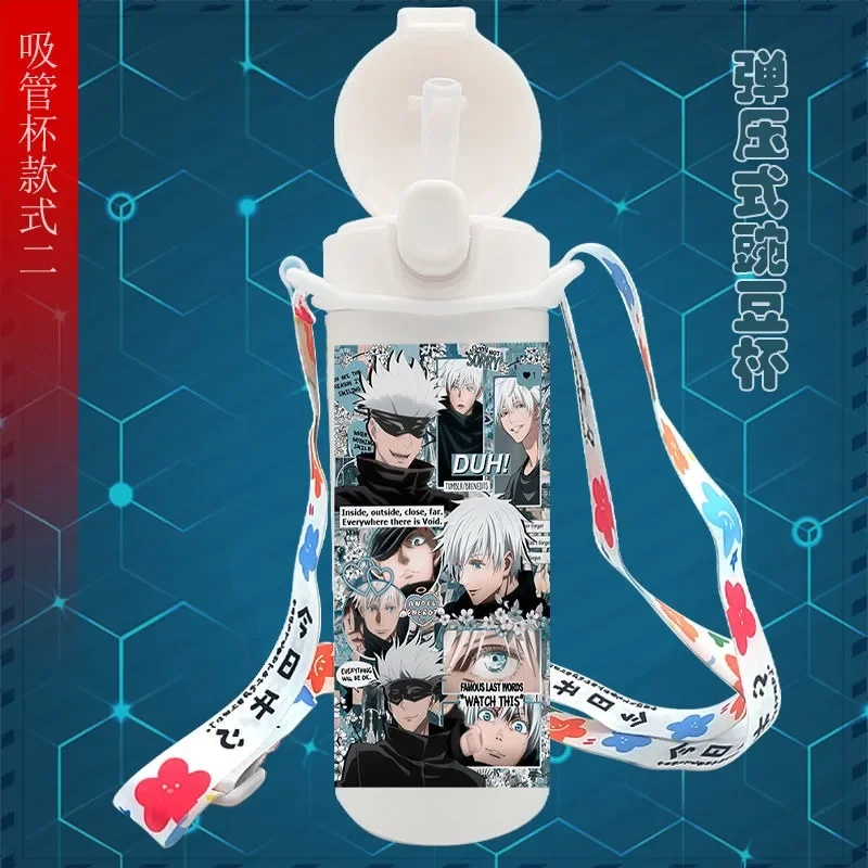 New Jujutsu Kaisen Satoru Gojo Kugisaki Nobara Water Bottle Anime Peripheral Cute Cartoon Thermos Cup Kawaii Straw Water Cup