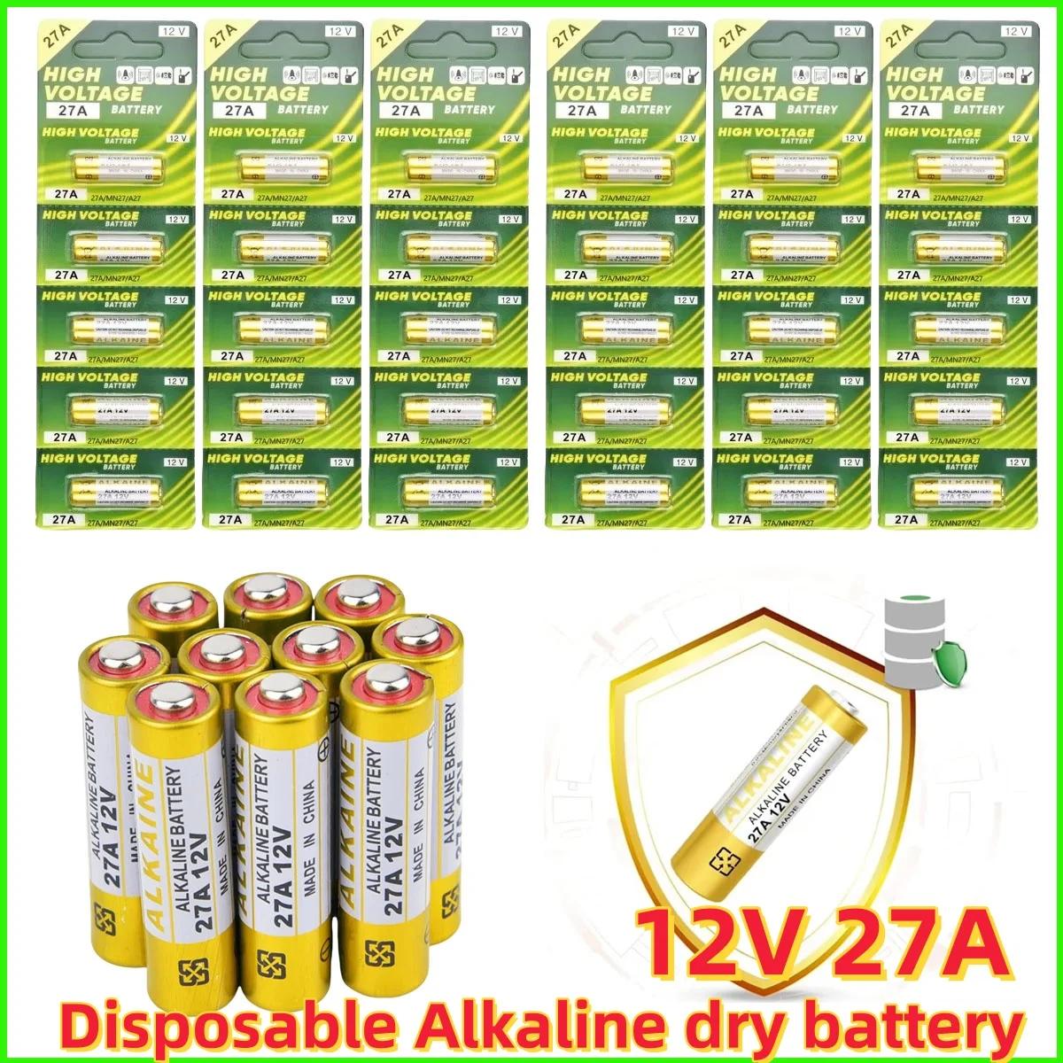 

NEW2-60PCS 12V 27A Dry Alkaline Battery A27 Batteries 27AE 27MN A2 L828 K27A for Remote Control Gamepad Flashlight Doorbell Toys