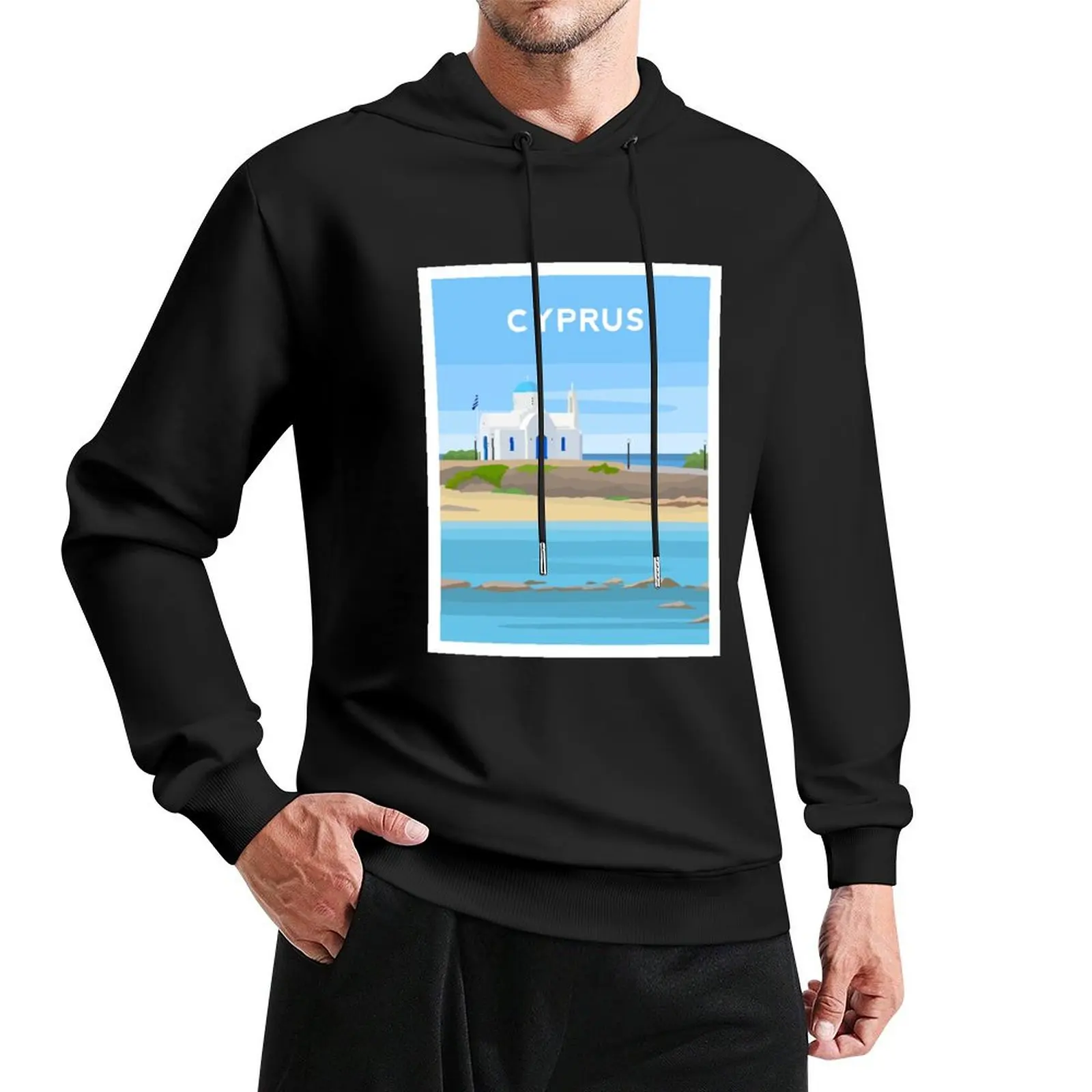 

Protaras Beach, Cyprus - St Nicholas Church Pullover Hoodie korean clothes male clothes men's autumn clothes hoodie oversize