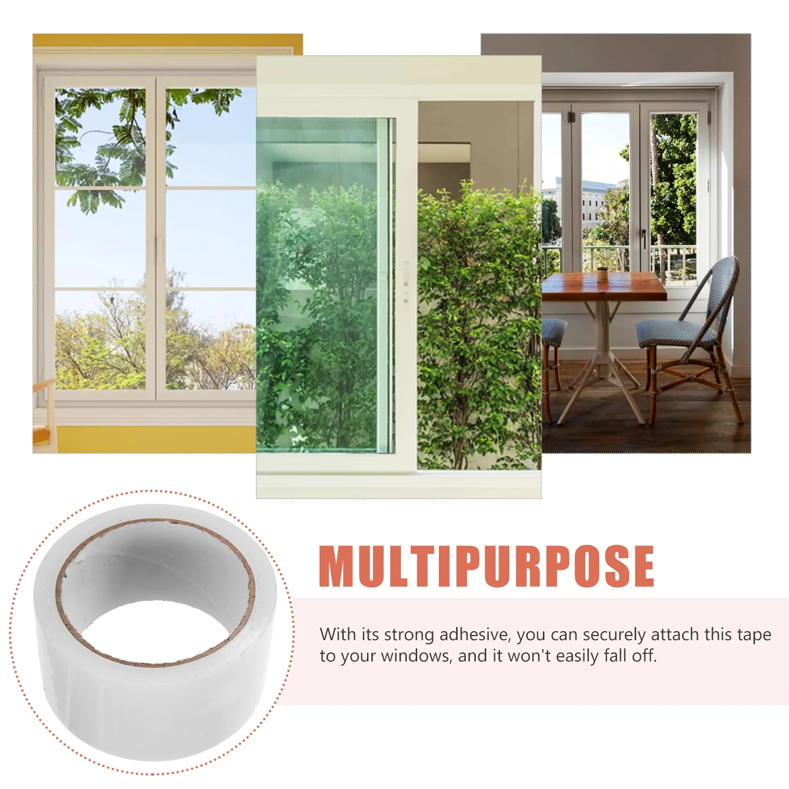 2 Rolls Transparent Windproof Tape Door Weather Sealing Tapes Adhesive Gaps Fabric Window Cloth Sealer for Winter