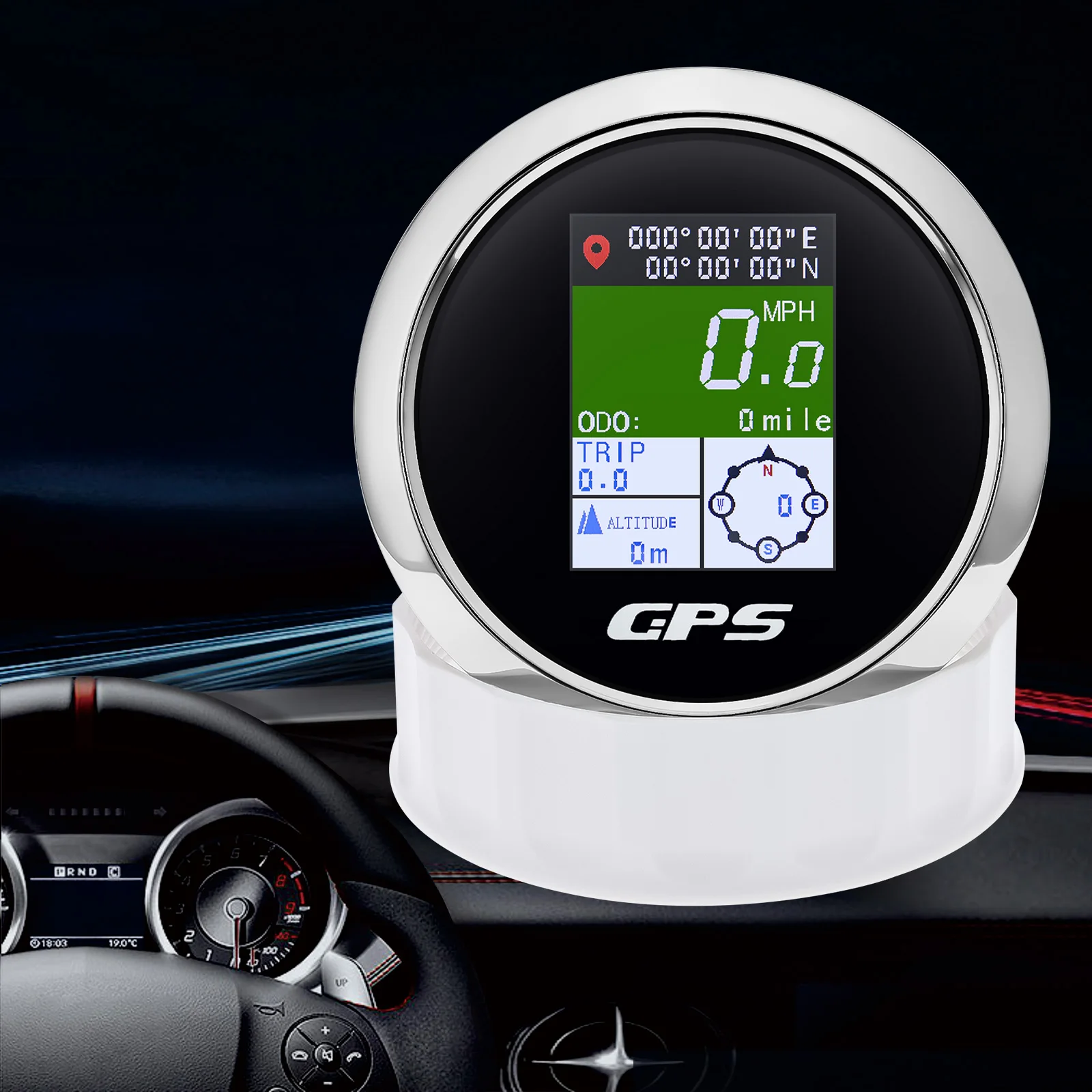 TFT 85 مللي متر GPS عداد السرعة مع هوائي رقمي 600KMH ، MPH ، عقدة COG ODO الارتفاع البوصلة الأميال لسيارة قارب يخت 12V24V