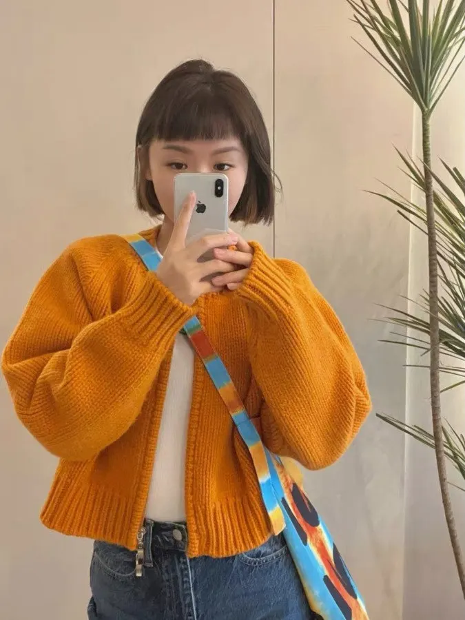 

Корейский вязаный кардиган с двойной молнией авокадо вен, женская верхняя одежда, утягивающий универсальный свитер, пальто, весна-осень