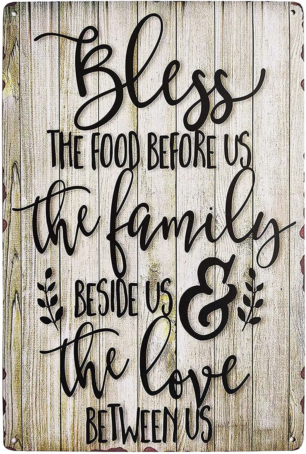 Bless The Food Before Us Vintage Metal Tin Sign Rustic Farmhouse Wall Home Decor Sign for Kitchen, Living Room, Dining Room 8X12Inch