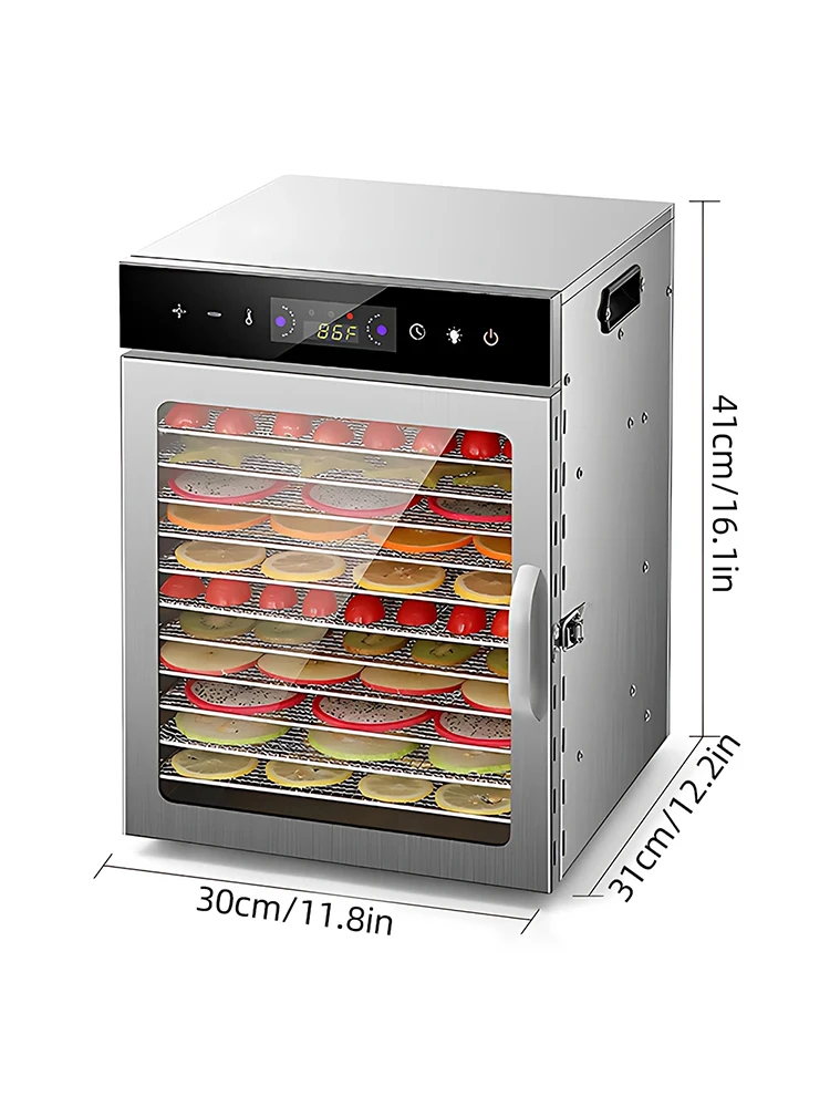Obsttrockner 6-12 Ebenen Lebensmittel-Dehydrator Snack-Kräuter-Trockner 800W Trocknungsmaschine für hausgemachtes Trockenfleisch für Haustiere