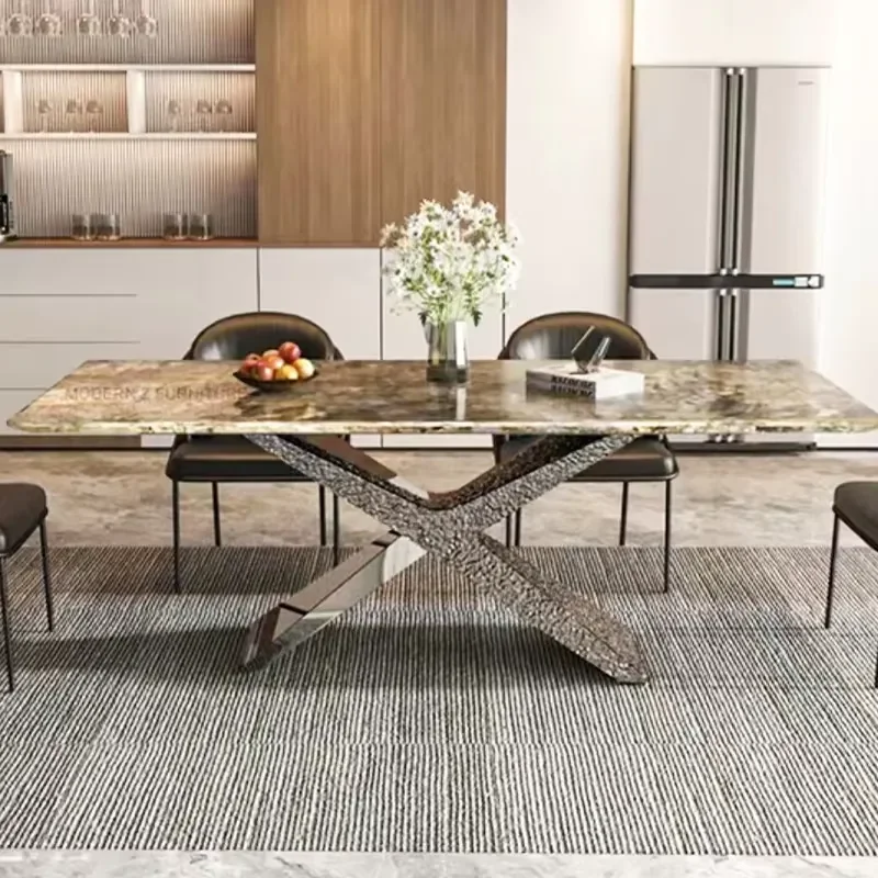 #Dining Room Top Modern European Design Marble Dining Table High Quality Dining Chair Table Configuration of 6 8 Seats