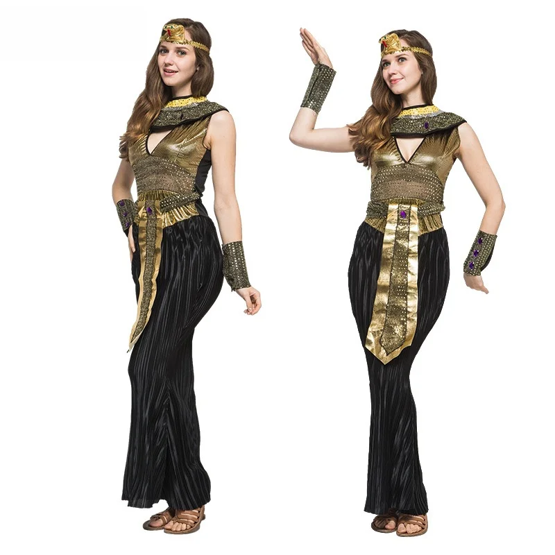 زي ذهبي للنساء البالغات لأداء الهالوين والتنكر، ملابس حفلات التنكر، زي ملكة للعب الأدوار، زي مسرحي #4