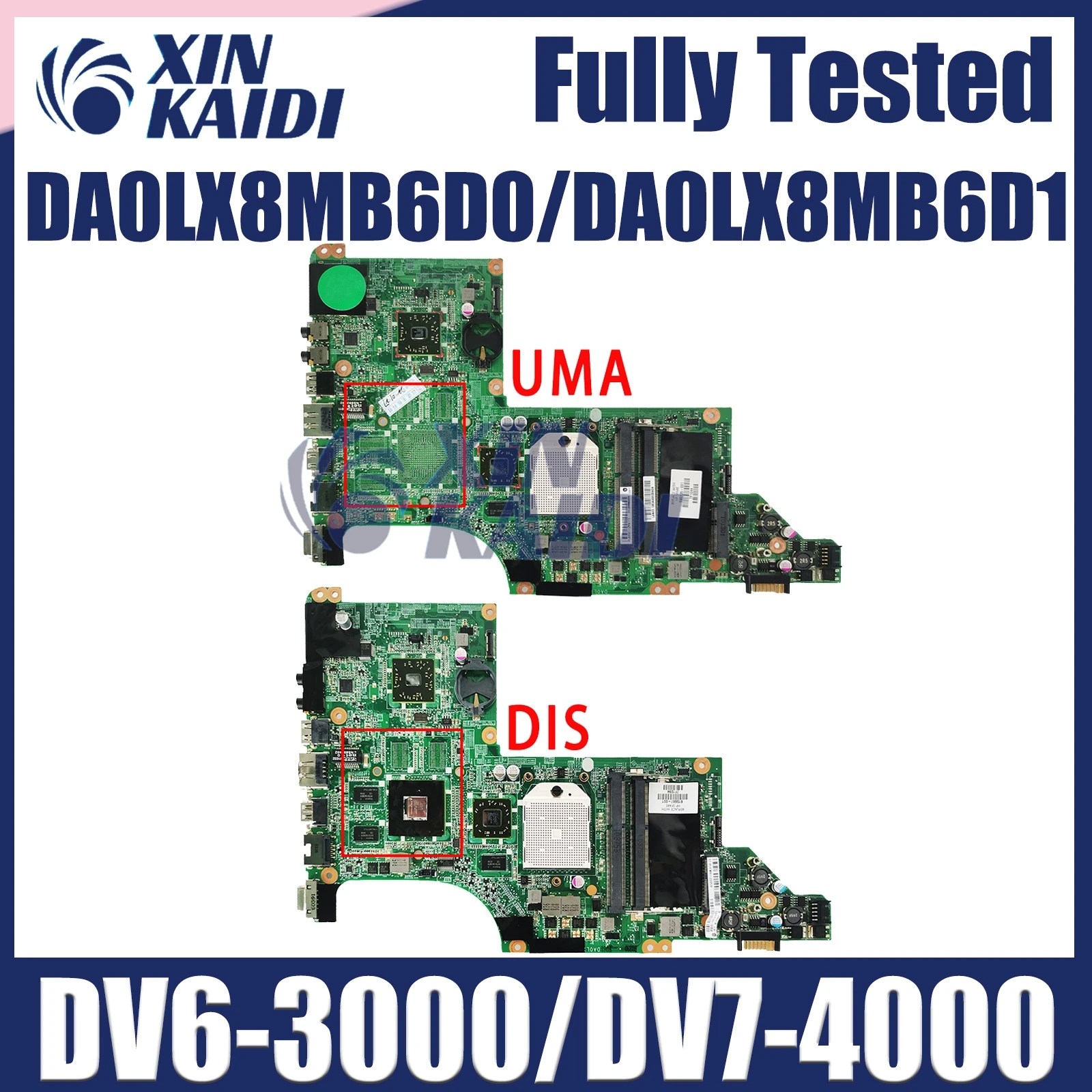 For HP Pavilion DV6-3000 DV7-4000 Laptop Motherboard DA0LX8MB6D0 DA0LX8MB6D1 Mainboard 595133-001 605496-001 HD5470 DDR3