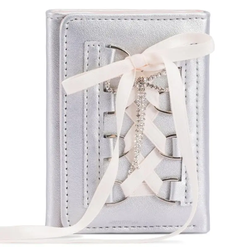 X5XA Stylish Bows Tie Closure Ladies Wallet Compact Card Tear Resistant
