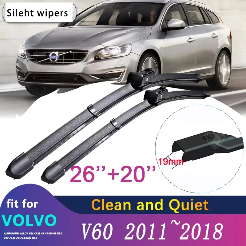 

For Volvo V60 RDESIGN 2011 ~ 2018 car cleaner blades front windshield wipers car stickers 2012 2013 2014 2015 2016 2017