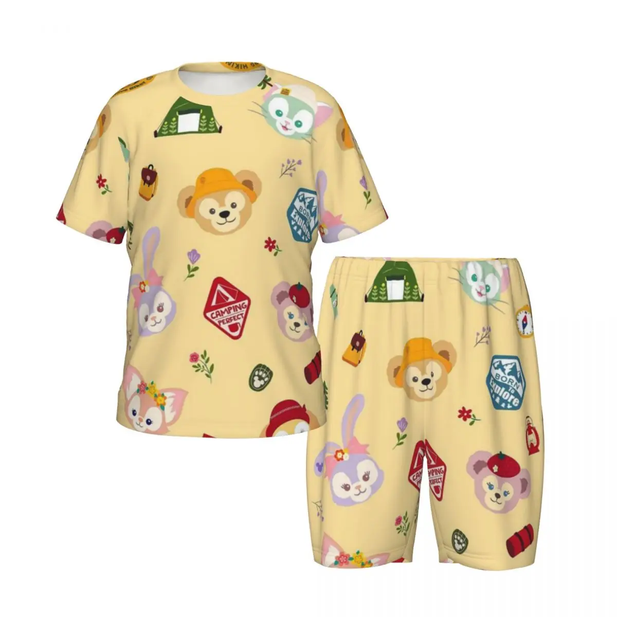 

boy's girl's Pajamas Set Disney Duffy Bear Down Tops and Shorts Pajama 2 Piece Pyjama Nightwear Loungewear