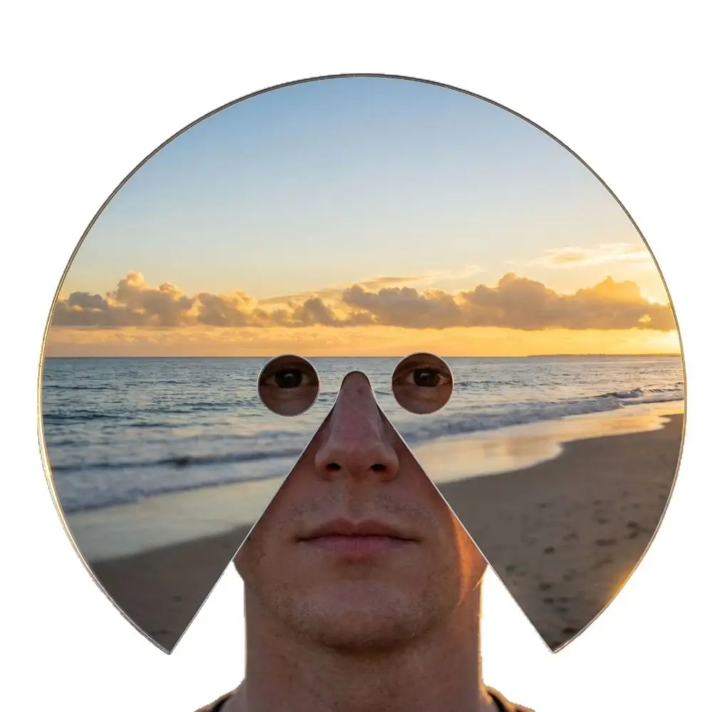 Round Mirror Face Mask: Wearable Acrylic Reflective Costume Prop