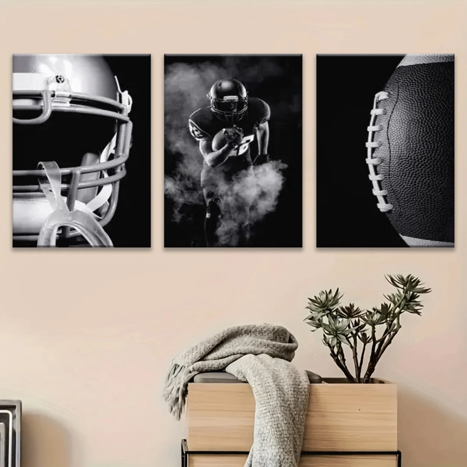 3pcs American football themed canvas wall art paintings for indoors perfect gift for Valentine's Day, President's Day, Mardi