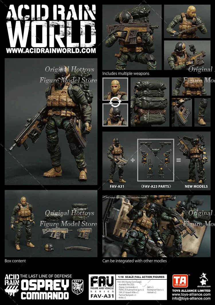 In Stock Acid Rain War FAV-A31 1/18 Scale Male Soldier Osprey Assault Warrior Full Set 3.75-inch AAction Figure Mobile Model Toy