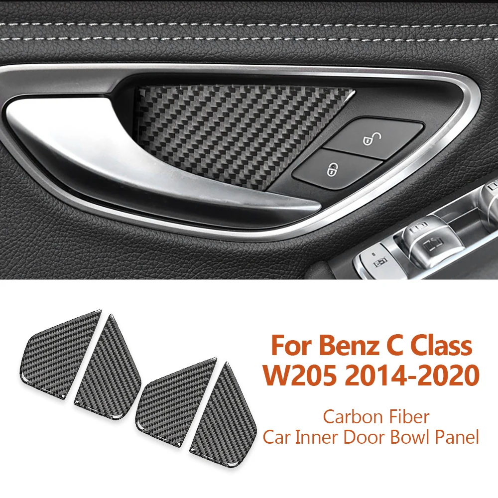 

For Mercedes Benz C Class W205 2014-2020 Carbon Fiber Car Inner Door Bowl Panel Decorative Stickers Auto Interior Accessories