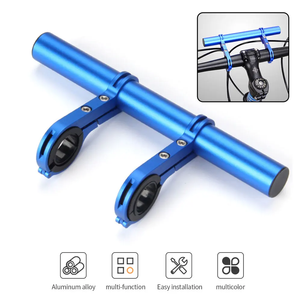 30cm Aluminum Alloy Bicycle Handlebar Extender Mountain Bike Front Light Bracket Lamp Flashlight Mount Bar Computer Holder