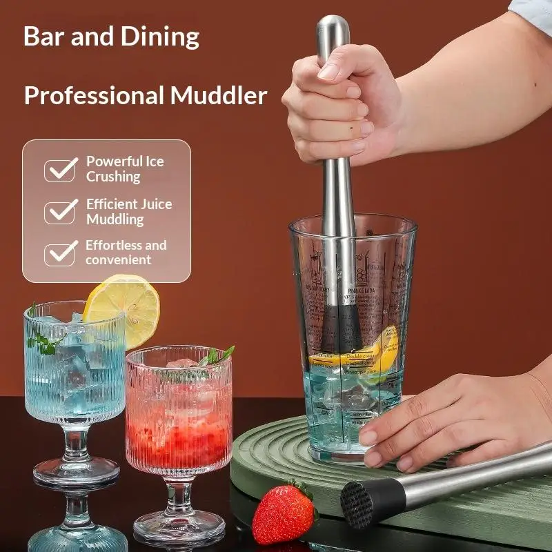 Stainless Steel Crushed Ice Hammer Multifunctional Popsicle Sticks Cocktail Swizzle Stick Fruit Lemon Muddle Pestle Bar Tools