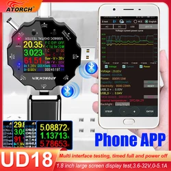 UD18 für APP USB 3,0 Typ-C PD DC 5,5 5521 Voltmeter amperemeter spannung strom meter batterie ladung messen kabel widerstand Tester