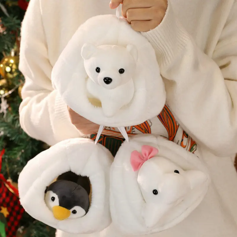 20cm Cute Penguin House Plush Toys White Bear Soft Stuffed Animals Cushion Pillow Toys Home Decor Xmas Gifts