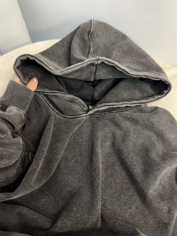 

Ретро-худи свободного кроя с эффектом похудения, уличный стиль, весна-осень, повседневная удобная футболка с принтом