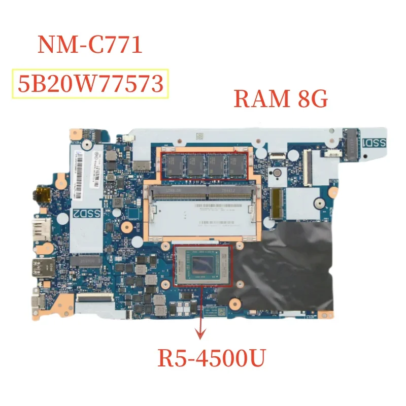 

NM-C771 For Thinkpad E14 Gen 2 Motherboard 5B20W77573 With R5-4500U+8GB RAM Mainboard 100% Tested Fast Ship