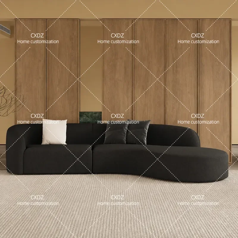 Modern Retro Curved Sofa for Small Apartment Living Room Black Beauty Salon Reception Office Clothing Store Furniture