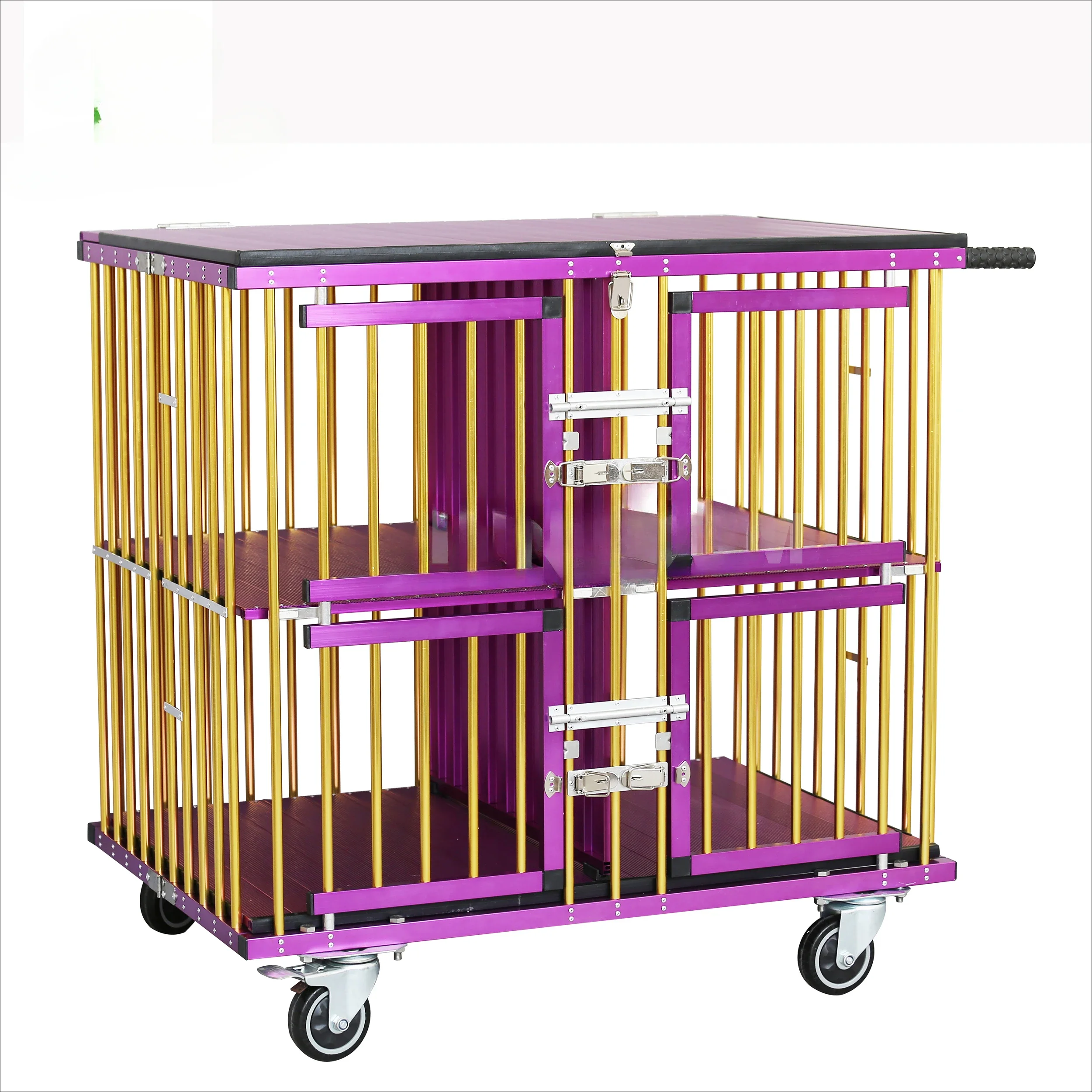 Portable Aluminum Light-weighted Dog Cage Trolley Large Pet Show Trolleys 4 Wheels Pet Travel Dog Show Trolley