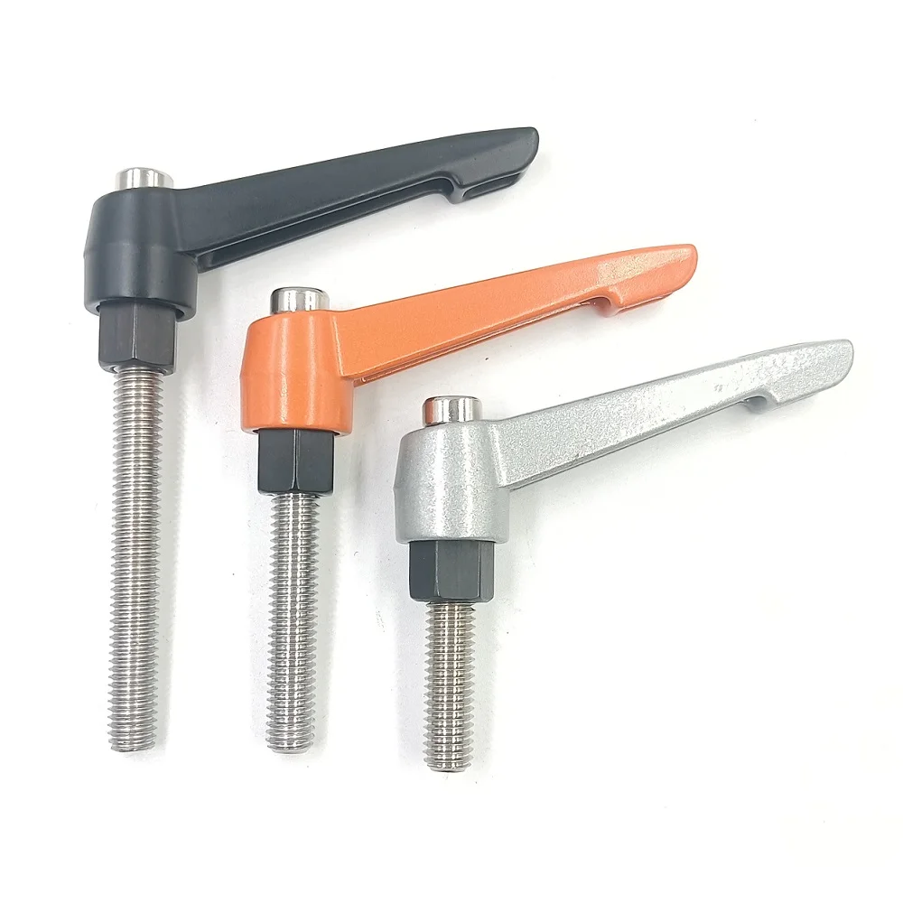 1pcs M4 M5 M6 M8 304 threaded rod Clamping Lever Machinery L shape Adjustable Handle Locking External Male Thread Knob Screw