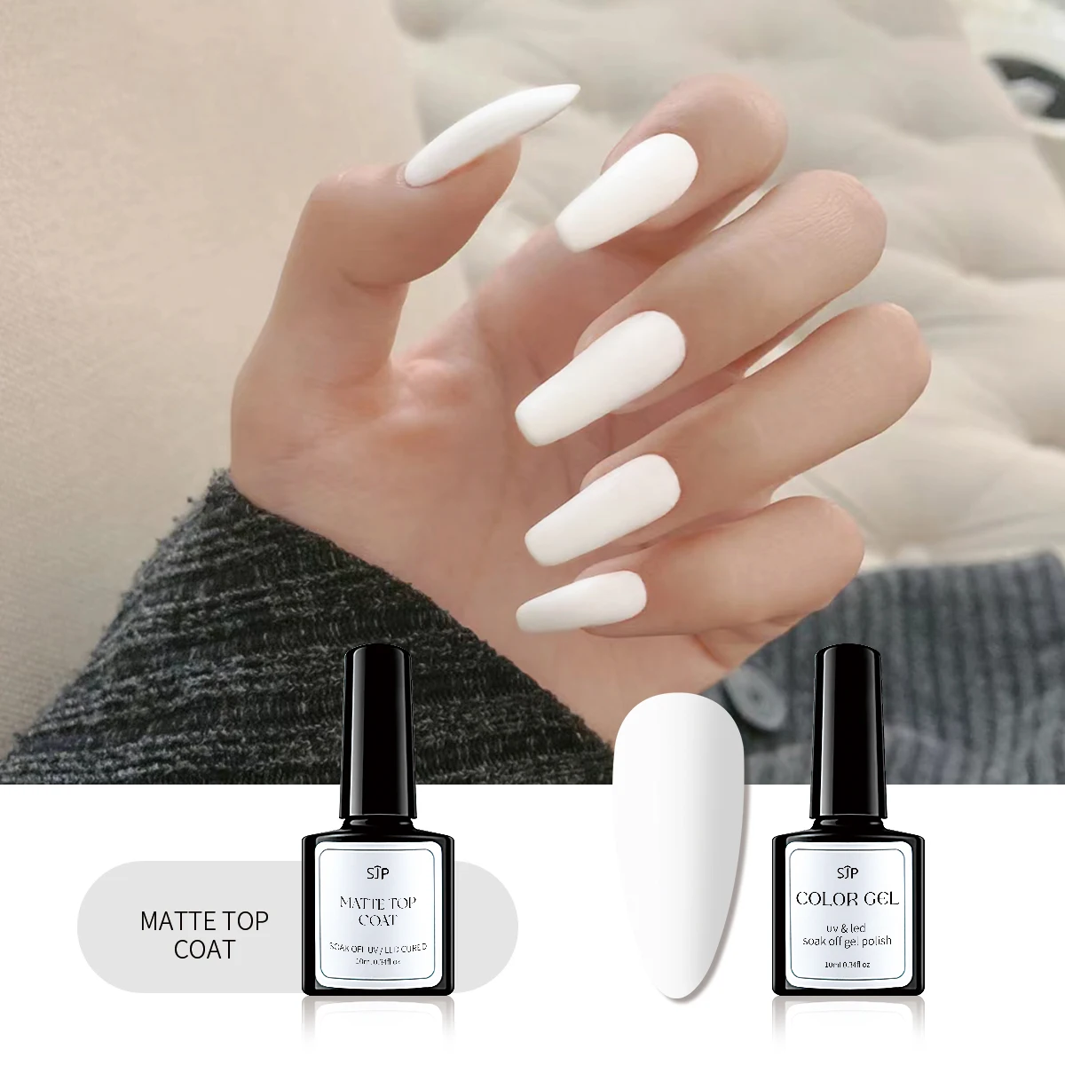 네일 광택제 젤 세트, 블랙, 화이트, 버건디 UV 흡수 네일 젤, 매트 탑 코트 포함, 홈 네일 살롱 초보자용, 2 개